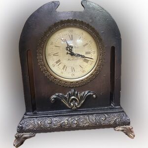 Wooden Antiqued Clock- WORKS!